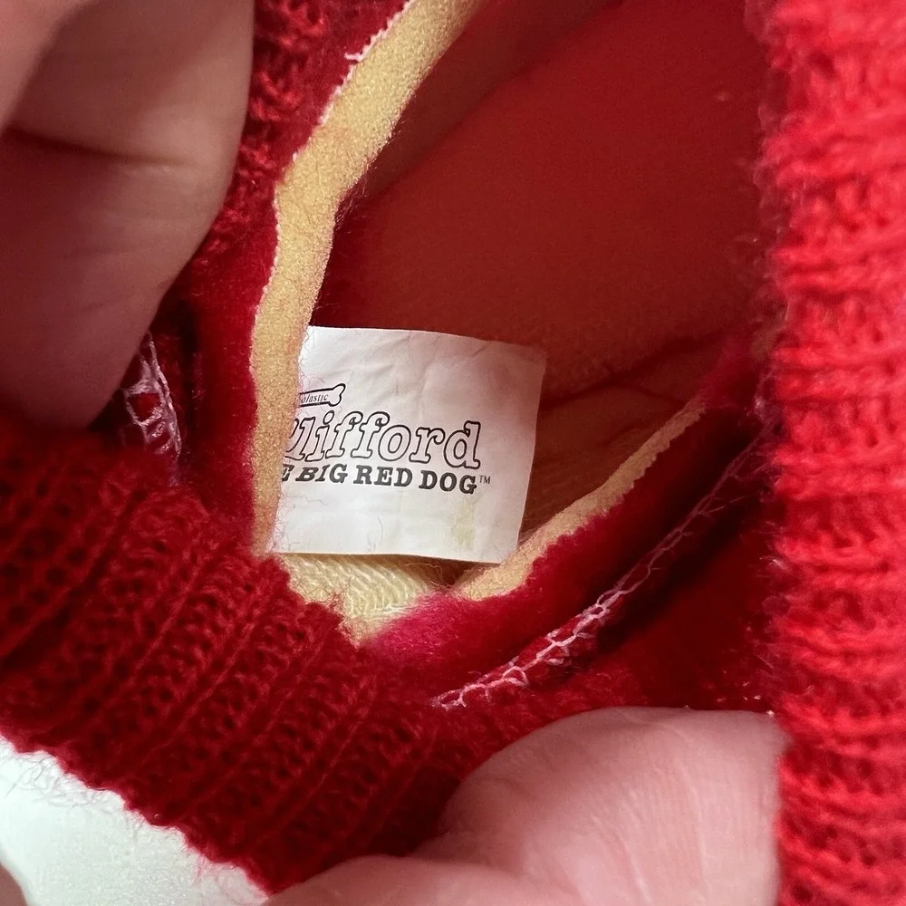 Vintage Clifford Big Red Dog Plush Slippers Kids XL 11-12 Red Scholastic 2002‎